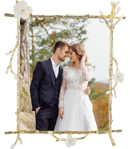 Amazon.com - Two's Company Gold Floral Spray 5X7 Photo Frame